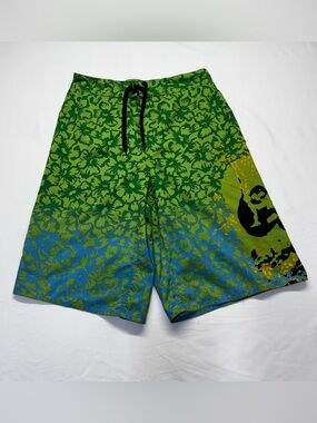 Men's Green Floral Swim Trunks